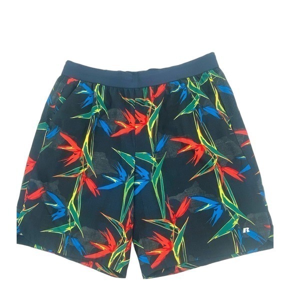 Russell Swimming Running Workout Shorts Men's Large Bird‎ of Paradise Tropical - Picture 2 of 12